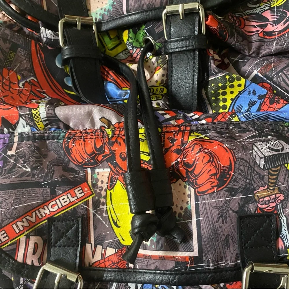 Marvel Avengers Comic Backpack Knapsack Drawstring Spiderman Hulk Iron Man NWOT